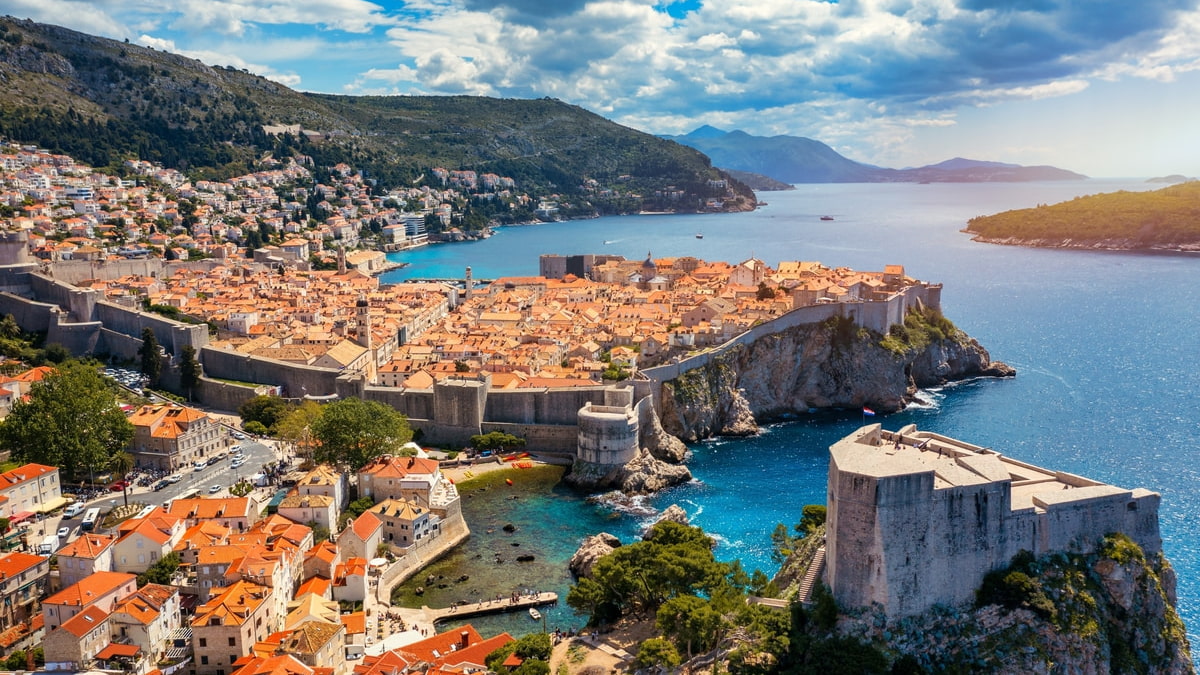 Aerial view of the Dubrovnik Coast in Croatia