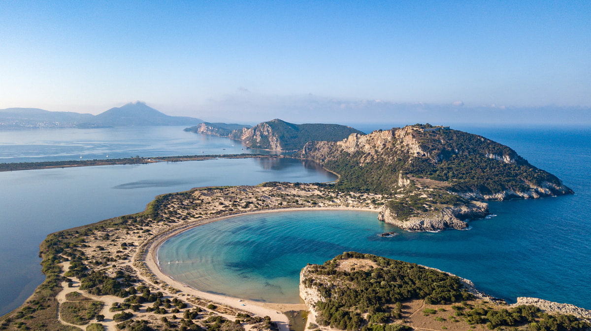 Aerial view of the beautiful Peloponnese Peninsula