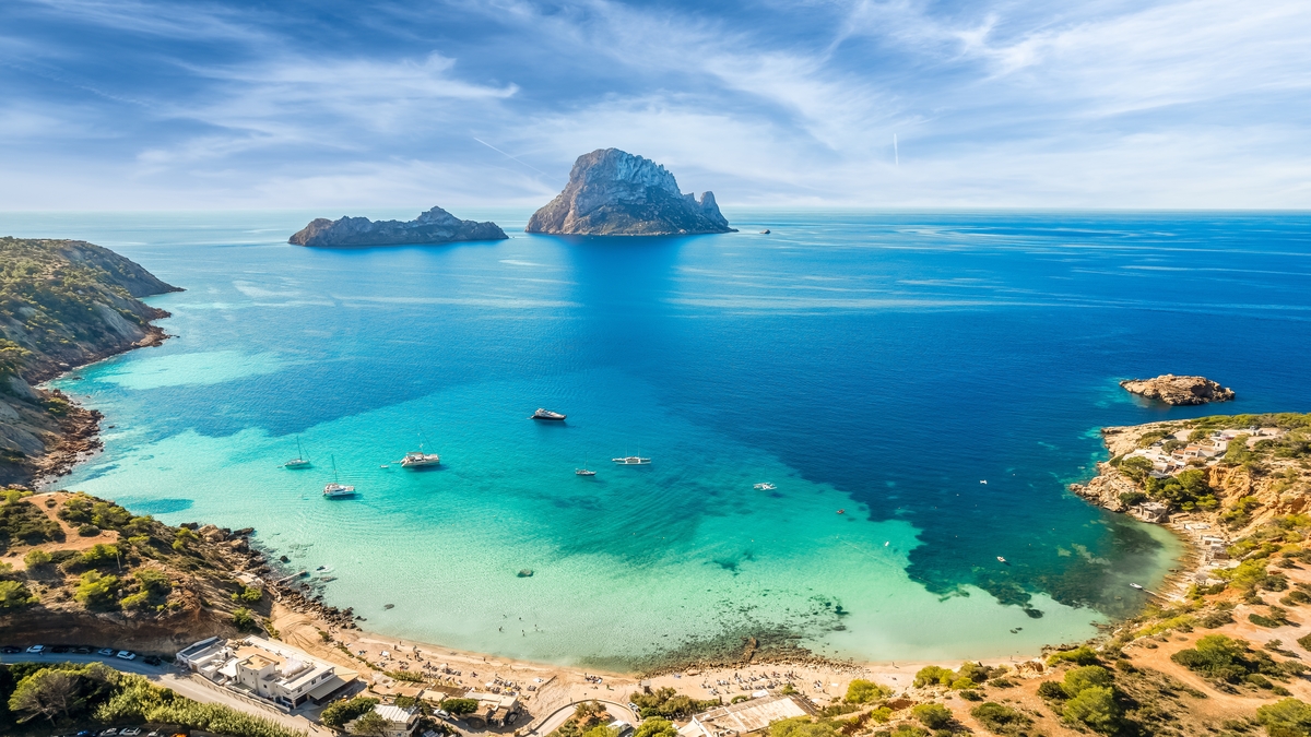 Captivating beach and ocean view over Ibiza